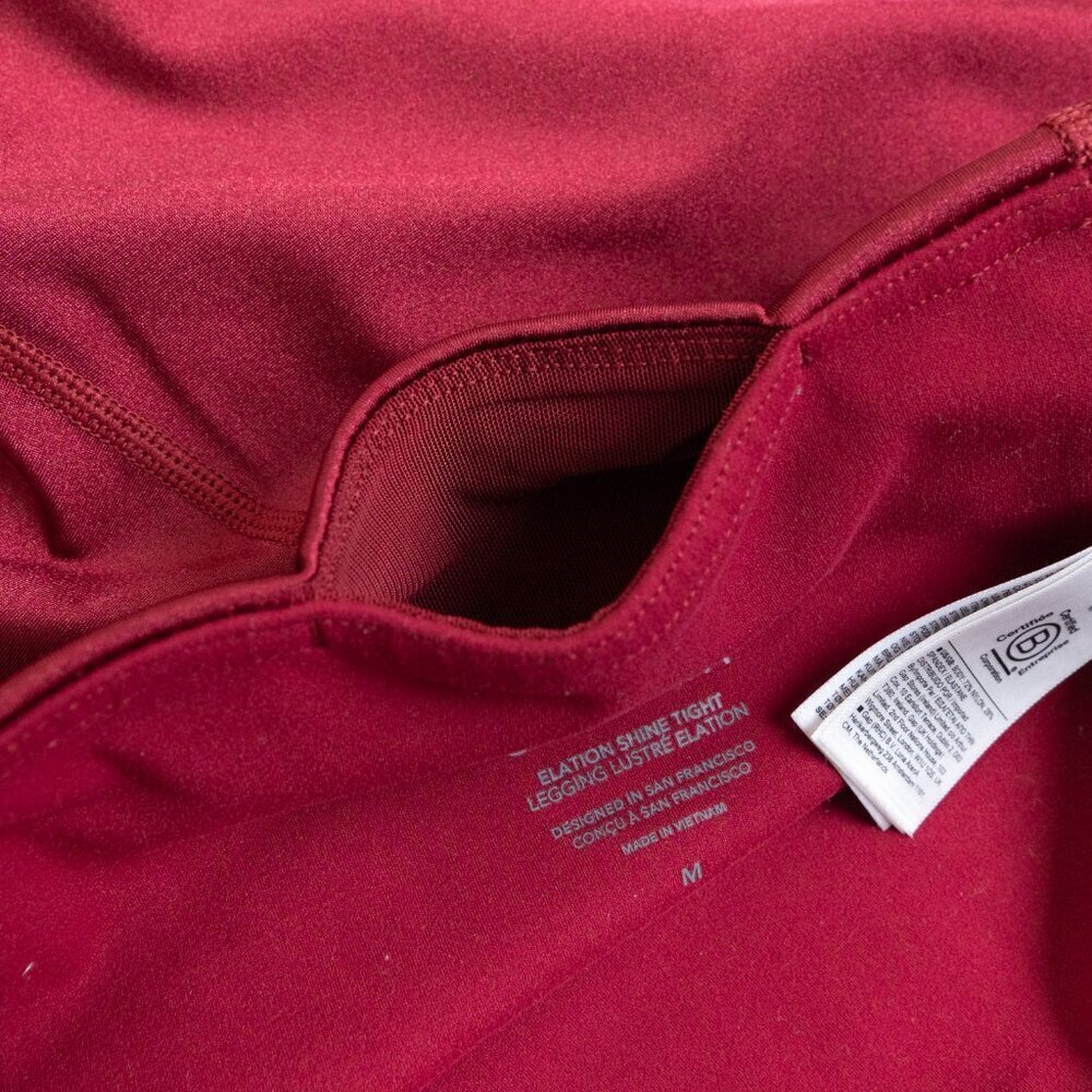 Athleta Elation Shine Tight Shiny Metallic Deep Red Activewear Leggings - Picture 8 of 15